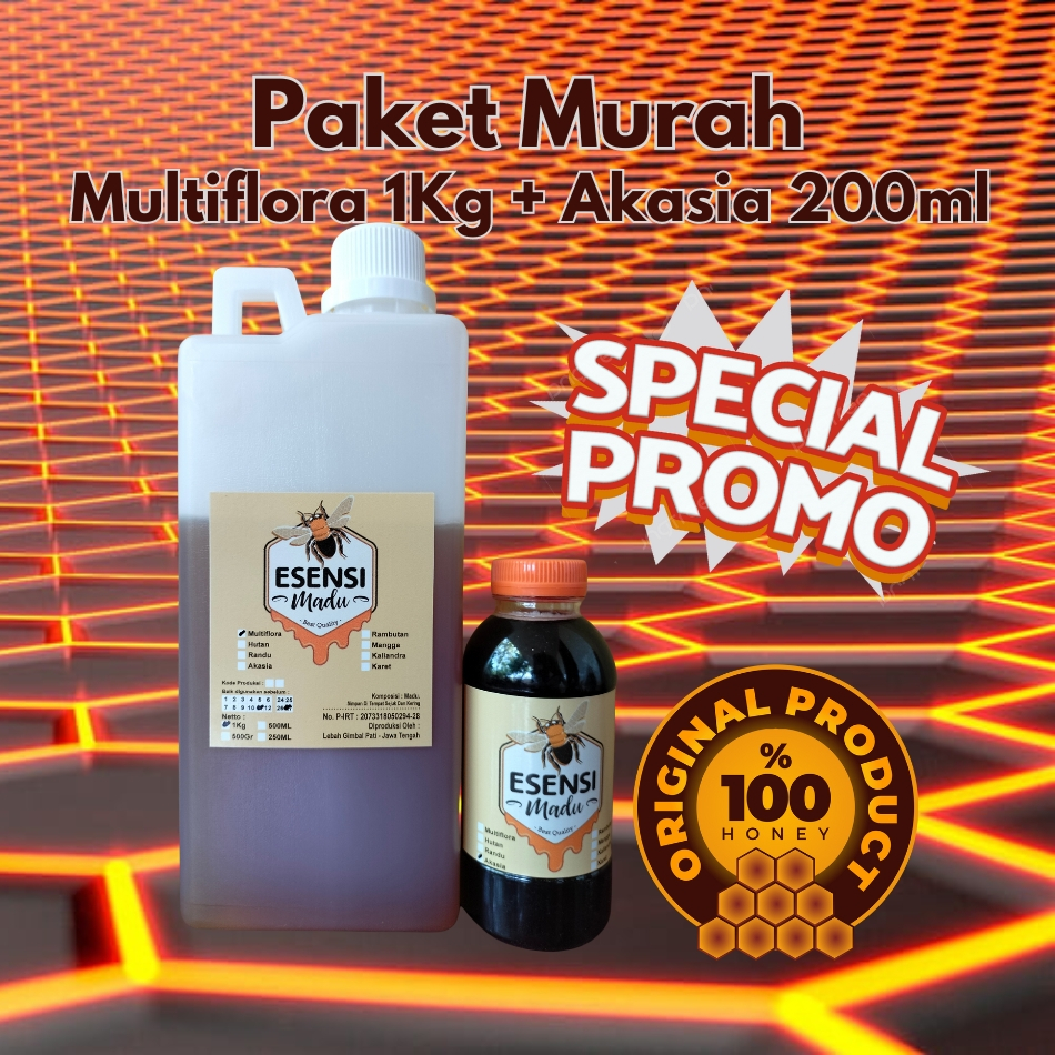 

Paket Hemat Madu Murni Multiflora 1Kg + Akasia 200ml