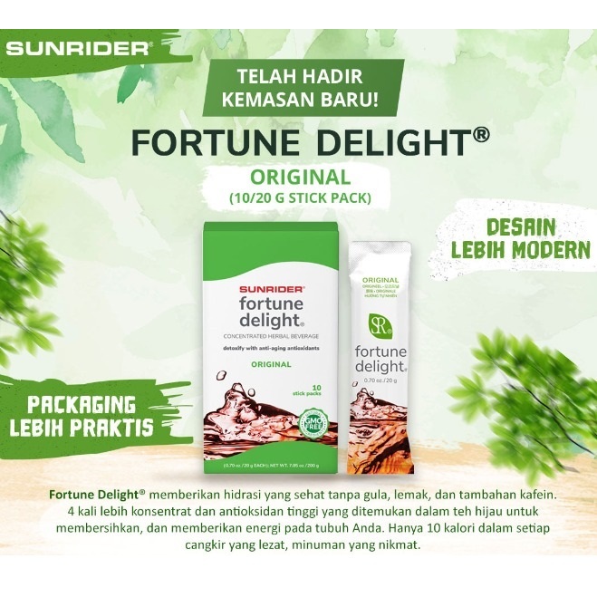 Sunrider Fortune Delight Regular Pack Besar @20 gram Per Sachet, jumlah 10 Sachet.