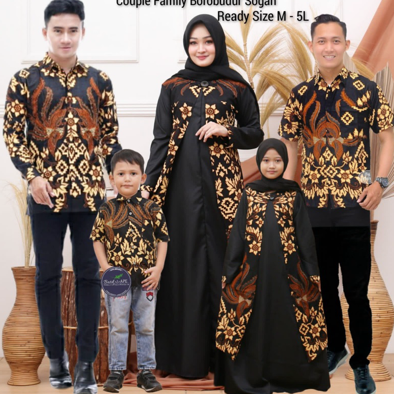 Promo KerenJj8J3 COUPLE FAMILY ELIZIA TOYOBO BOROBUDUR SOGAN  HITAM EMAS GOLD KUNING BATIK KATUN PRI