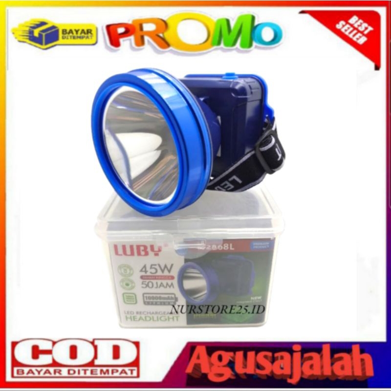 Senter Kepala 45 Watt LUBY L-2868K/L-2868L Super Terang LED/Headlamp LUBY 45W Super Terang Cahaya Pu