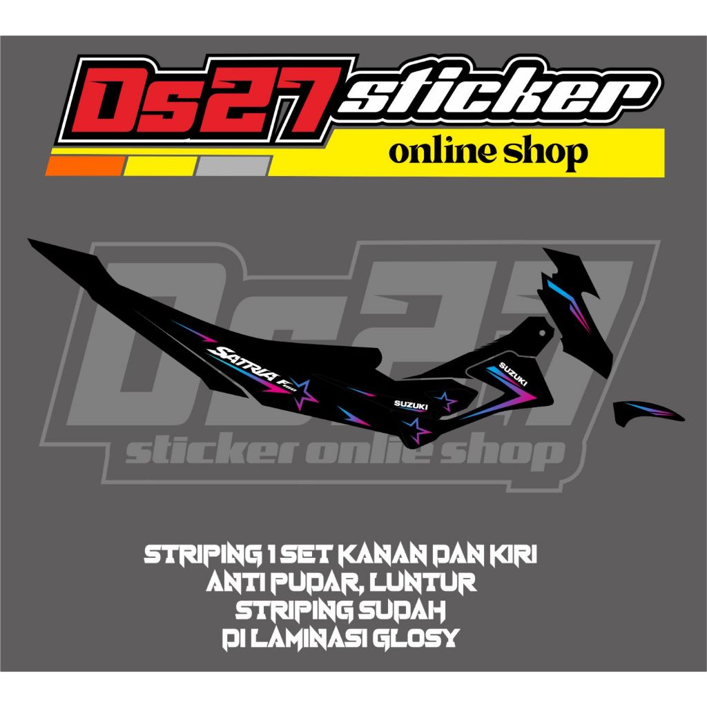 STRIPING STICKER VARIASI SATRIA FU FACELIFT TYPE S MOTIF BINTANG TWOTONE