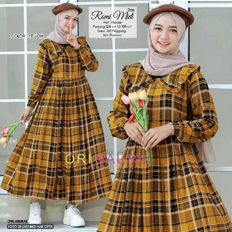 gamis kotak terbary kekinian imprt flanel baju wanita