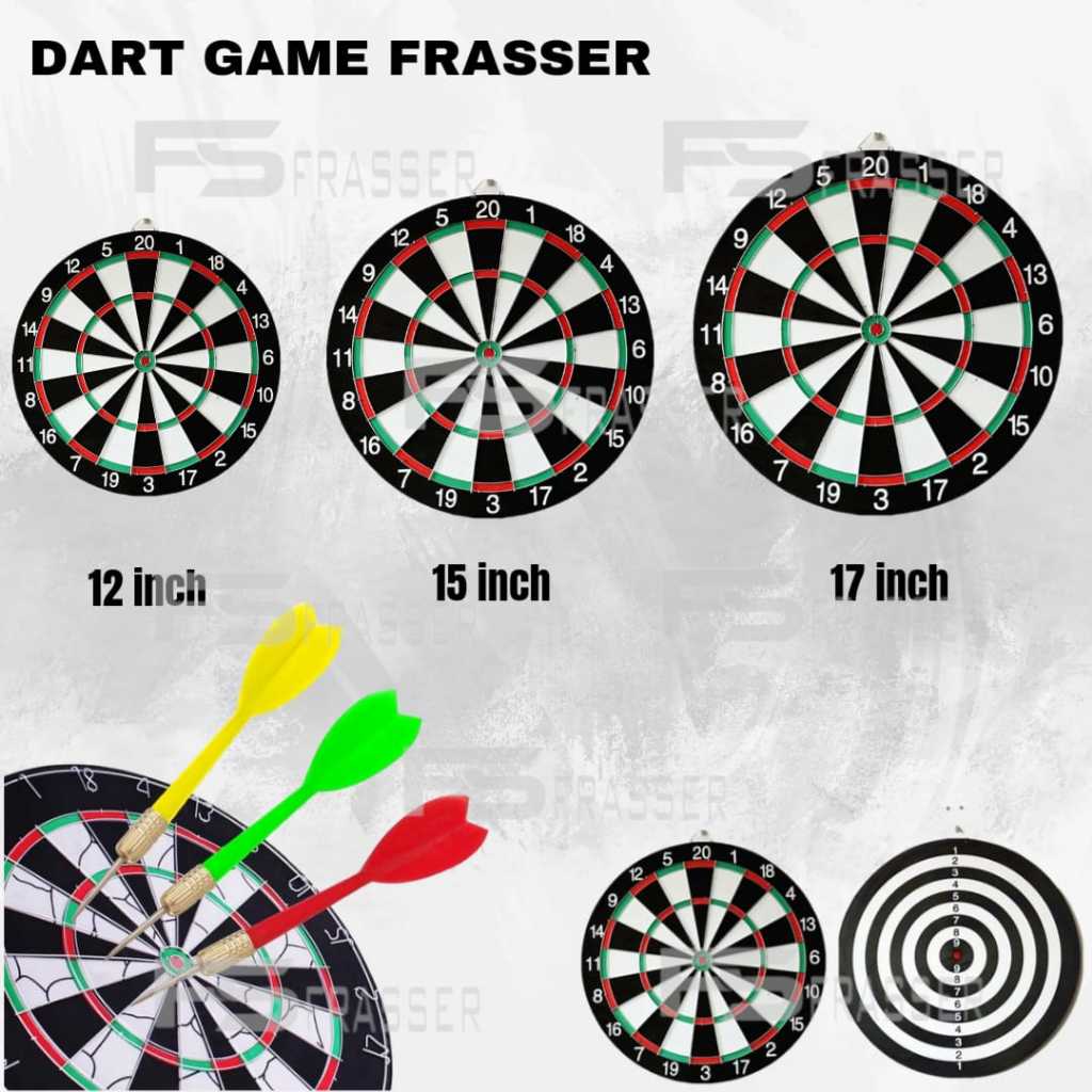 Frasser Dart Game 17 inch Papan Dart Panahan Dinding Board Busur Lemparan