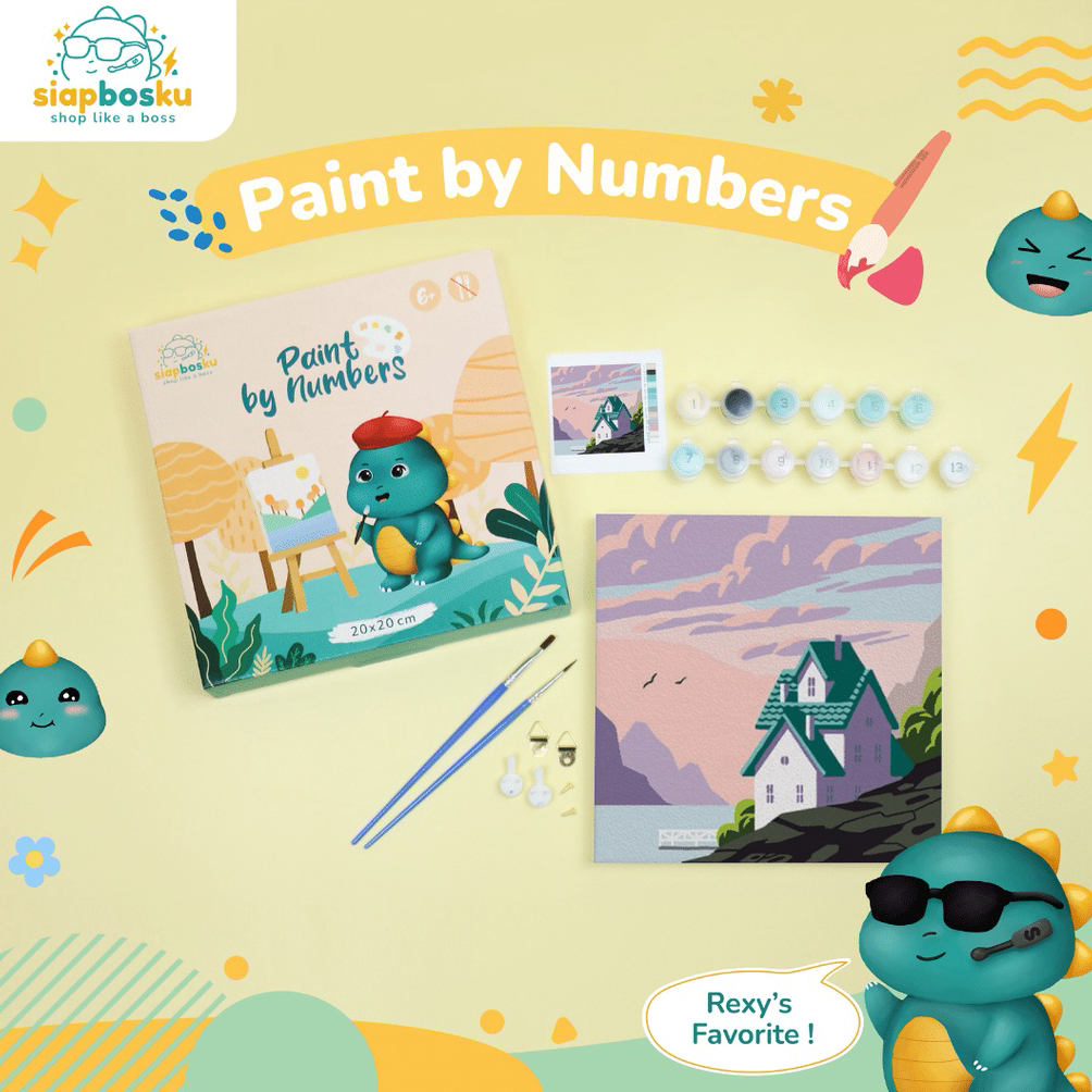 

1.1 FLASH SALE PAINT BY NUMBER 20x20 CM AESTHETIC LANDSCAPE KANVAS PAINTING KIT WITH FRAME SIAP LUKIS