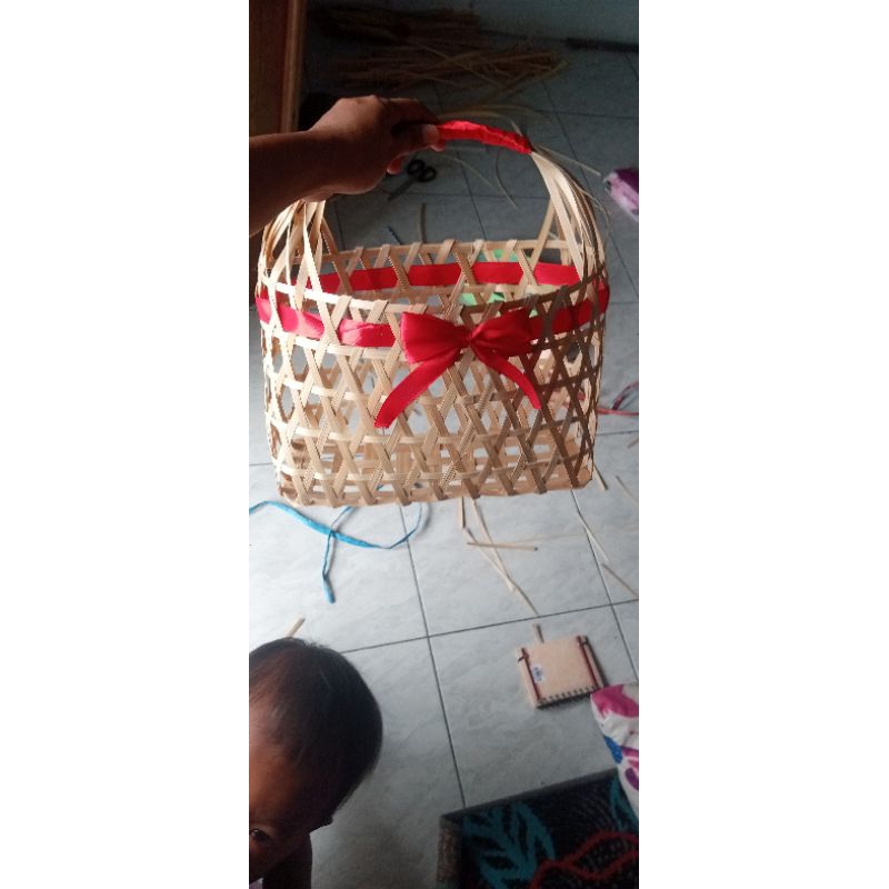 Tas oleh oleh /Tas Parcel /Kerajinan Bambu /Tas Anyaman Bambu Besar