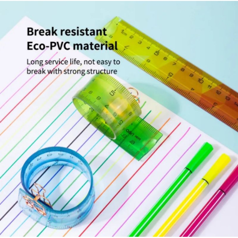 

Penggaris/mistar lentur flexible 30cm elastis berwarna dan awet