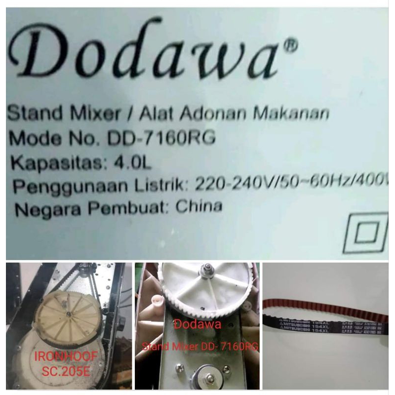 Timing belt 164XL MIXER DODAWA Stand Mixer DD- 7160RG, IRONHOOF SC
