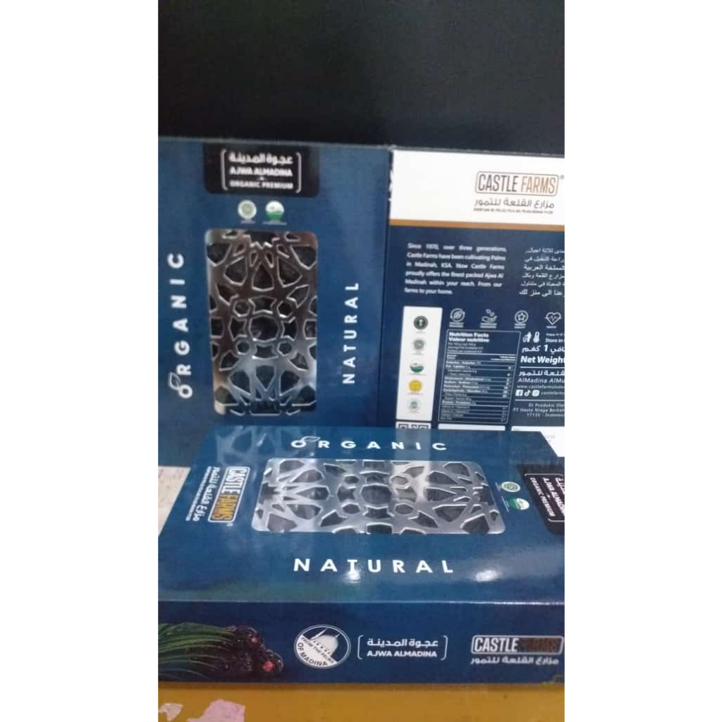 

Kurma Ajwa Organik premium Castle farm kemasan 1 kg ajwa castle farm