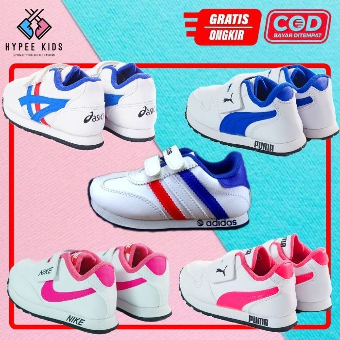 Sepatu Sneakers Anak Sekolah Putih Kids Anak Laki-laki Perempuan Cewek Cowok Umur 2 3 4 5 6 7 8 tahu