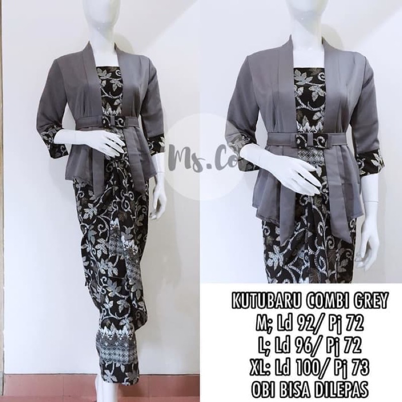 Setelan Kebaya Kutubaru Elnira Baloteli Lengan 3/4 Kebaya Kutu Baru Pita Modern Kartini Polos Mix Ro