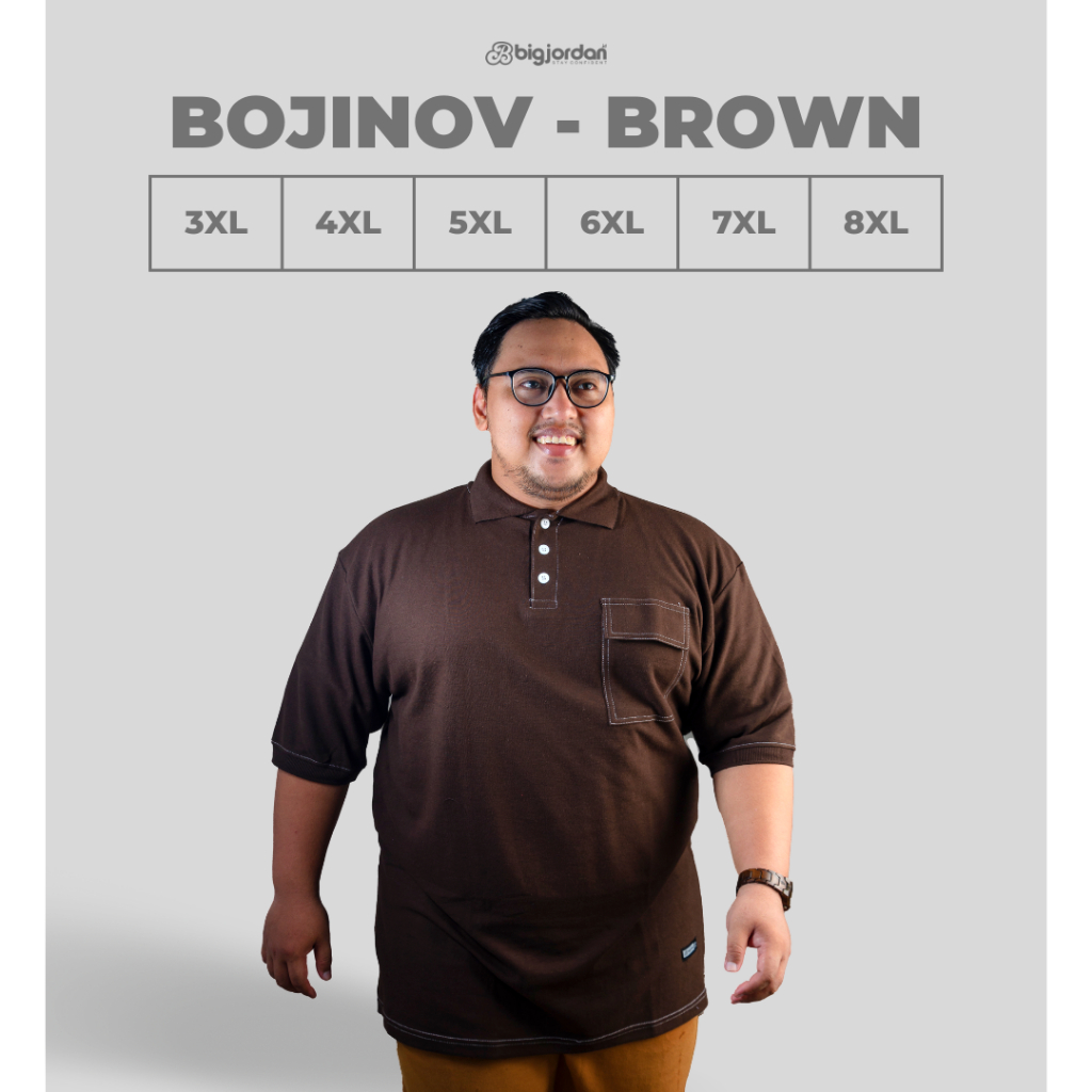 COKLAT - BOJINOV kaos polo jumbo size original from BigJordan size 2XL-8XL