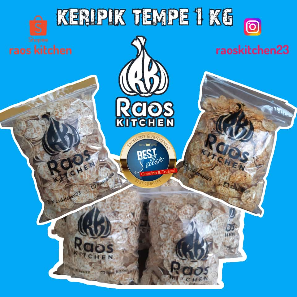 

keripik tempe 1 kg , 500 gr dan 250 gram tempe original garlic | raos chips | raos kitchen