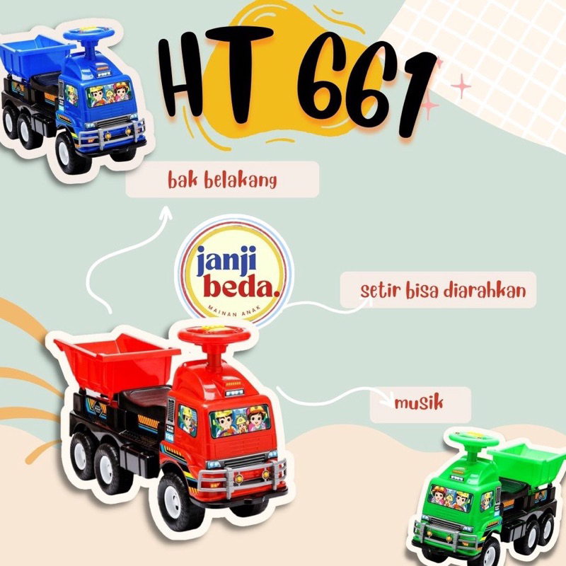 

(BISA COD) Mainan Anak Mobil Mobilan Truk HT 661 - Truck Dorong Tunggang Duduk SHP Toys Hadiah Kado