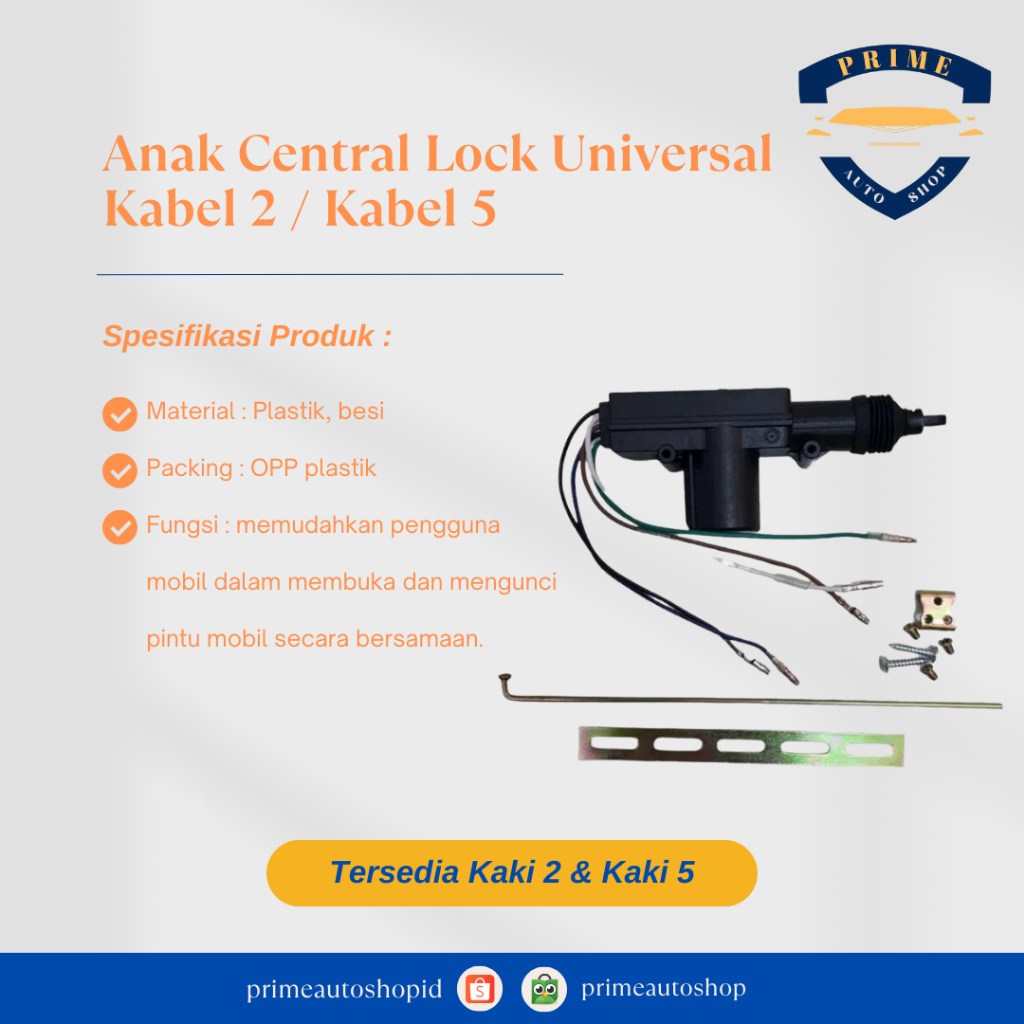 Anak Central Lock Kabel 2 Kabel 5 / Anak Central Lock Mobil Universal