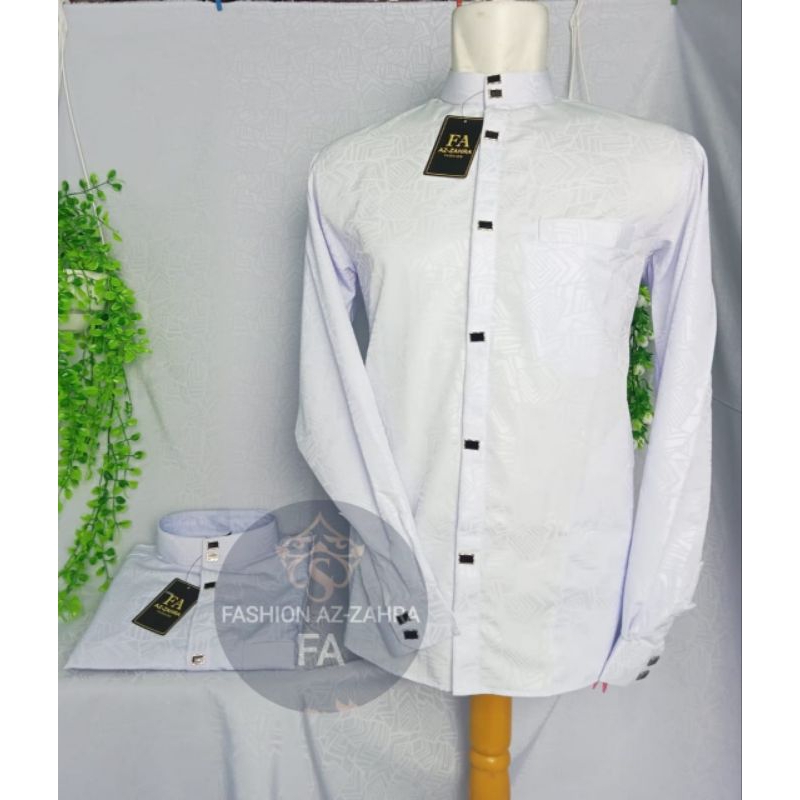 kemeja koko sultan embos kancing jepret, kemko sultan motif etnich warna hitam dan putih