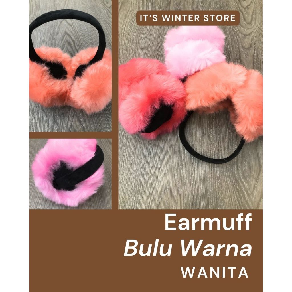 Earmuff Winter Musim Dingin Bulu Warna Penutup Telinga Wanita Dewasa Earmuff Musim Dingin Perlengkap