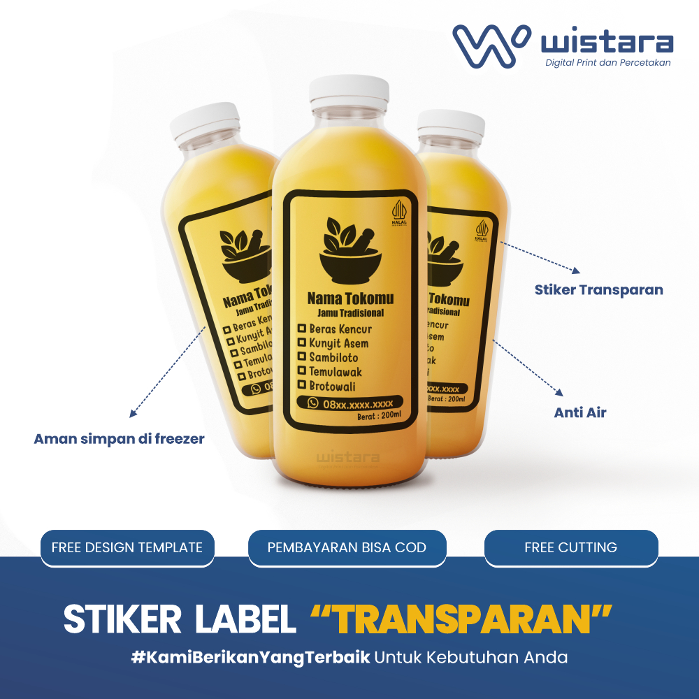 

Cetak Stiker Transparan Label Botol Minum Anti Air Custom Kotak