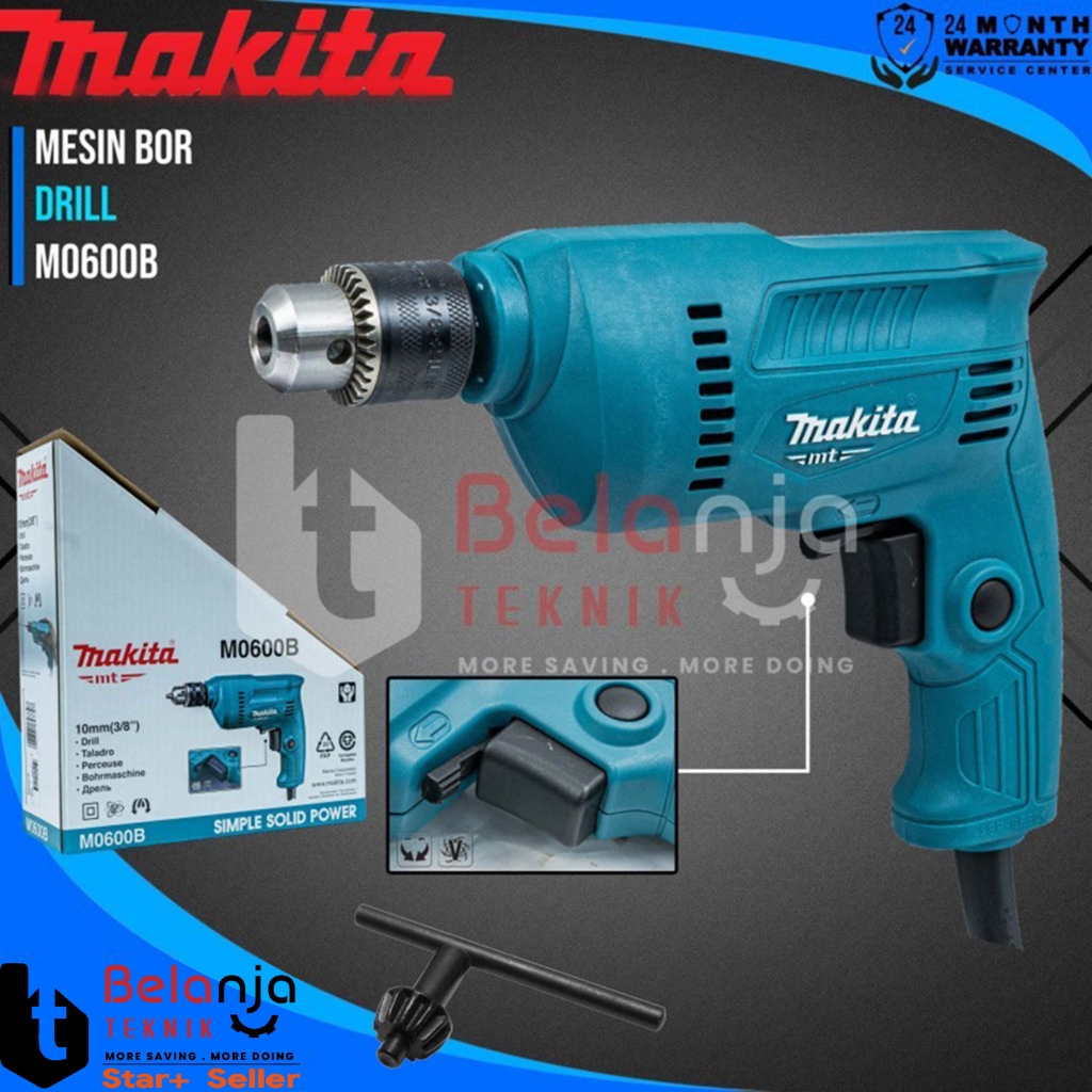 Mesin Bor Tangan Listrik MAKITA M0600B 350W 10MM Driver Drill M 0600 B M0600 0600B