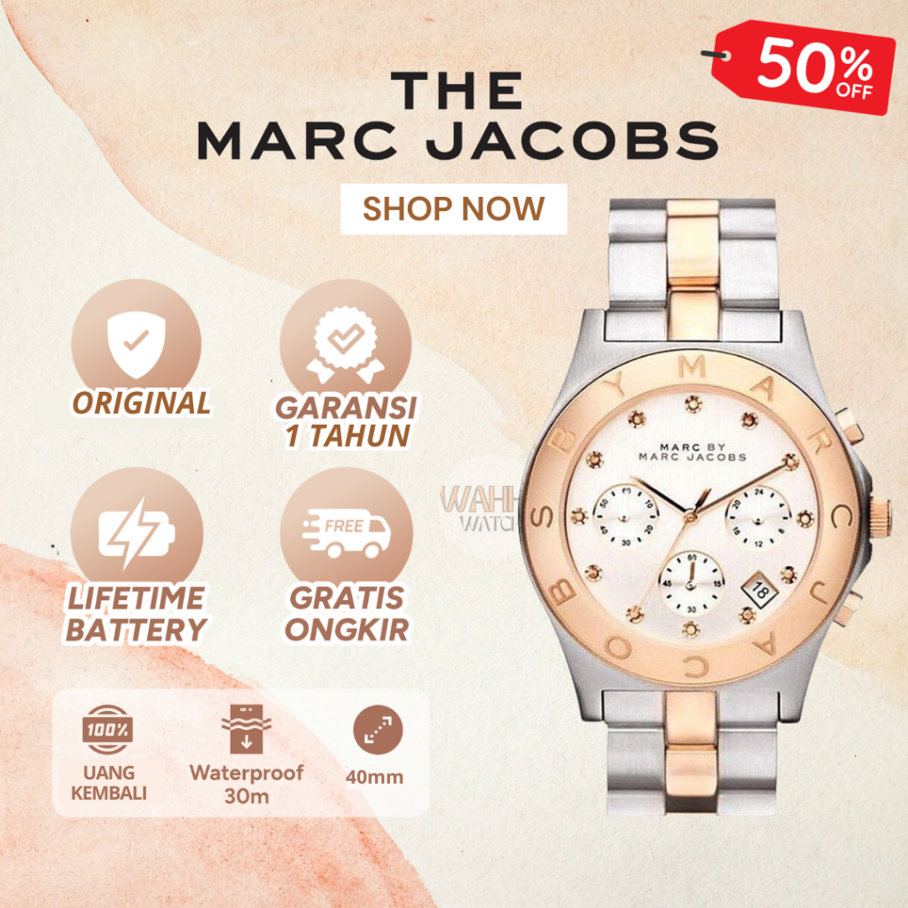 Jam Tangan Marc Jacobs MBM 3178 Silver Blade Watch Original