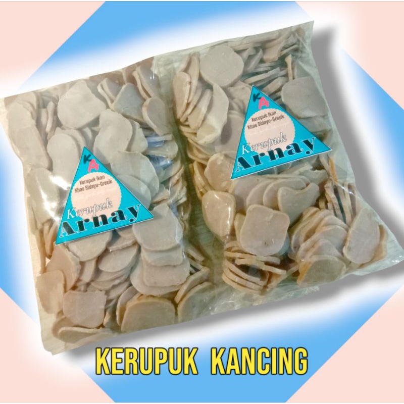 

Kerupuk ikan mentah Bentuk Kancing / 500gr - Khas Sidayu - Gresik