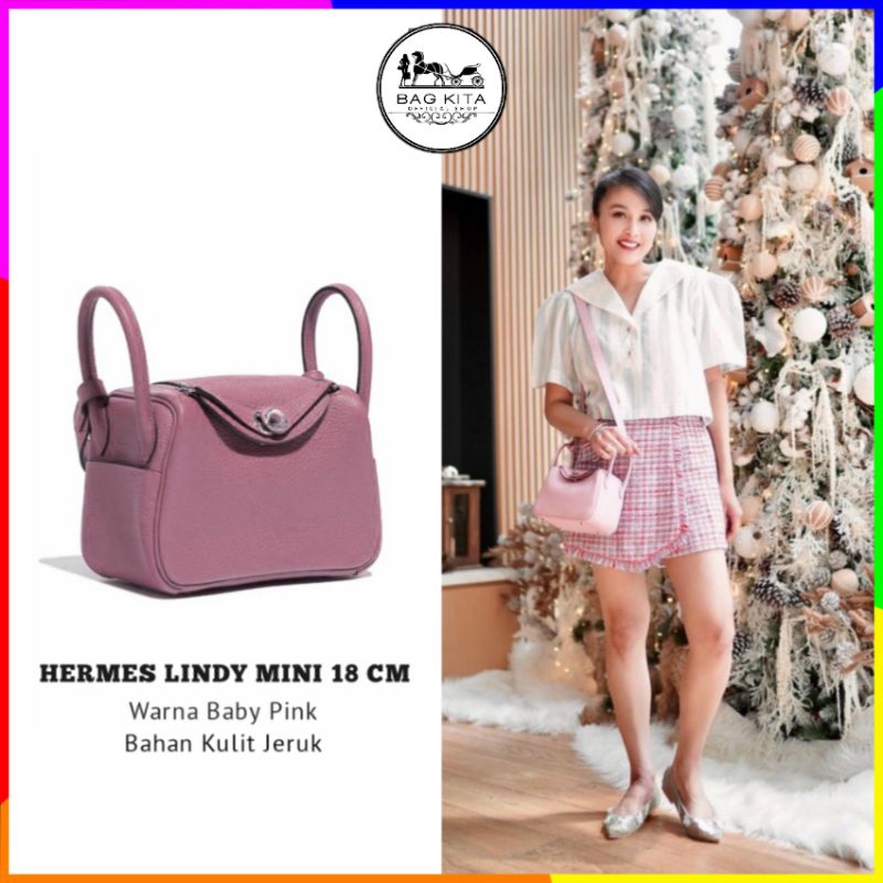 (Pink) Tas Wanita 2020Hermes Lindy Uk18 / Tas Selempang Import