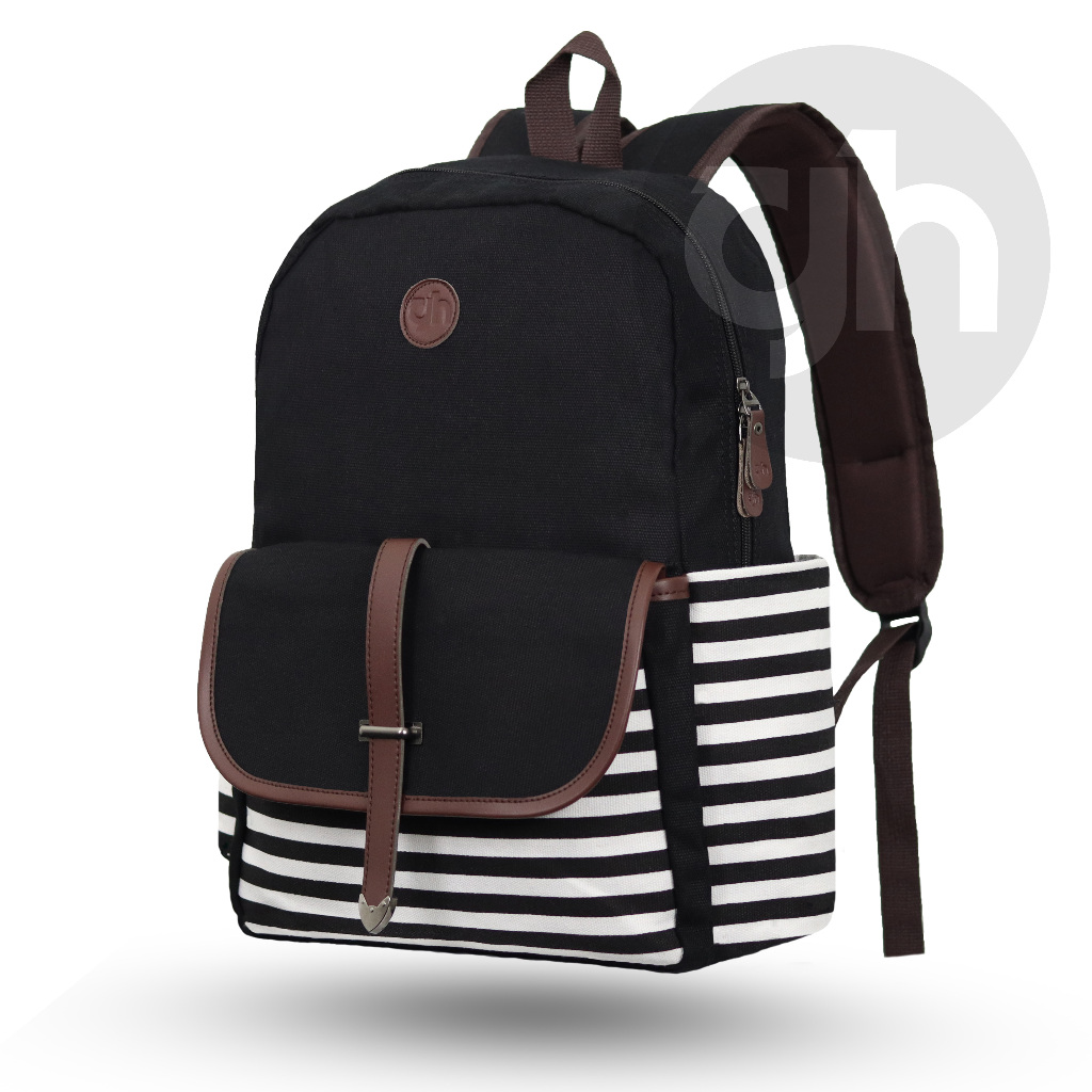 GH-Bag Tas Sekolah Ransel Sekolah Backpack Kanvas Wanita Cocok Untuk SMP SMU KANVAS STRIPE TS
