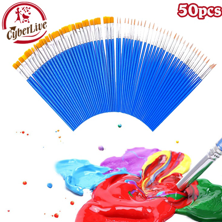 

Diskon 50pcs Kuas Lukis Set Paintbrush Paint Brushes Kuas Cat Minyak Dan Air