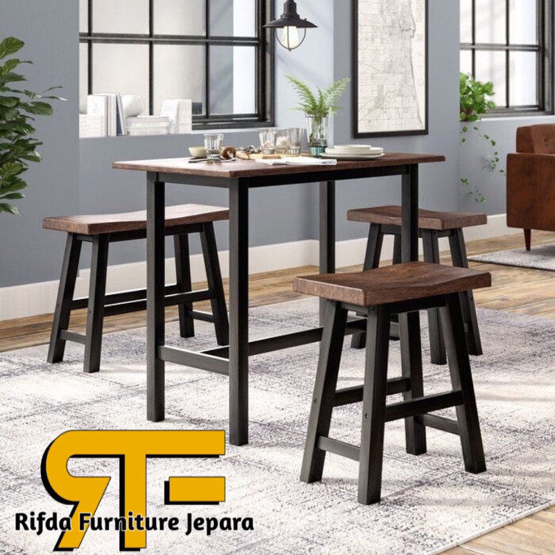 Kursi Makan Bangku Kayu Jati / Bangku kafe kayu jati