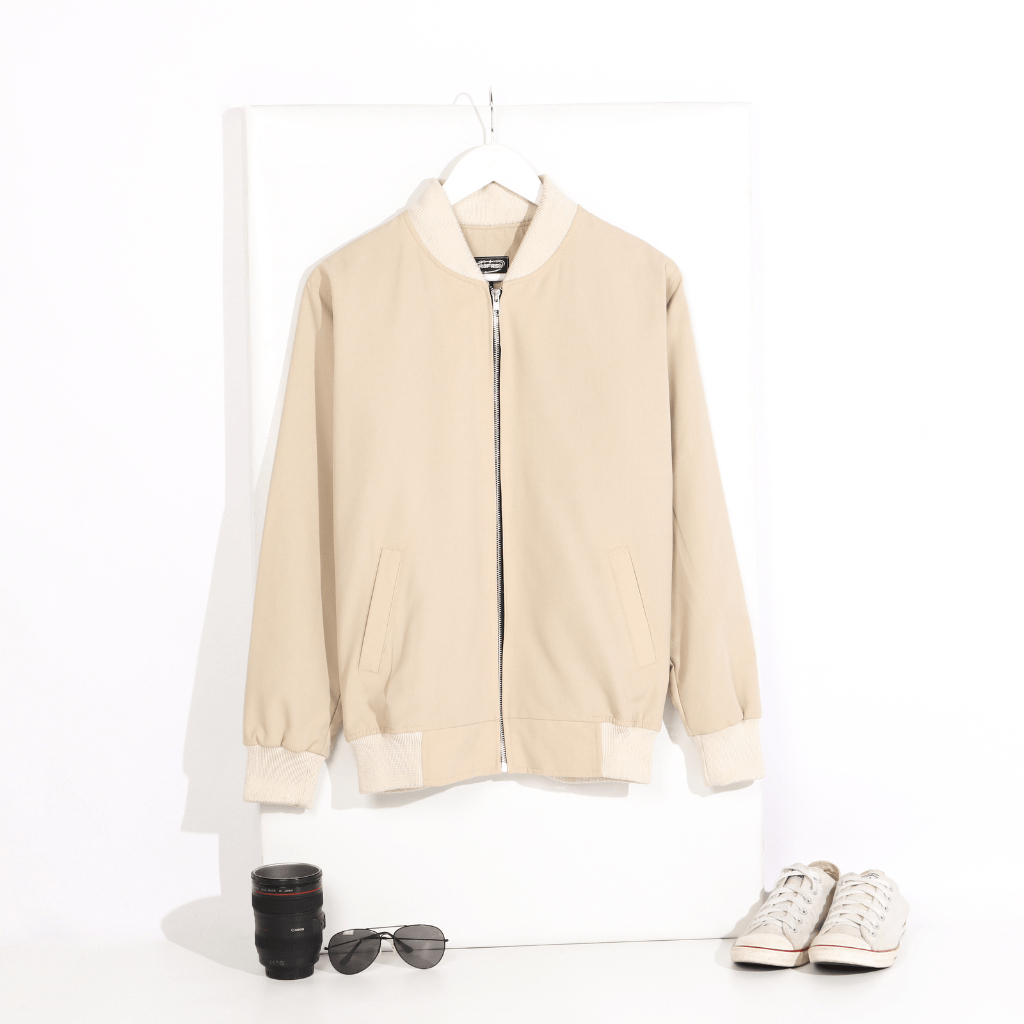 Brofash Jaket Bomber Light Cream Pria Bisa Custom/Jaket Bomber Pria Original/Jaket Cowok Keren Terba