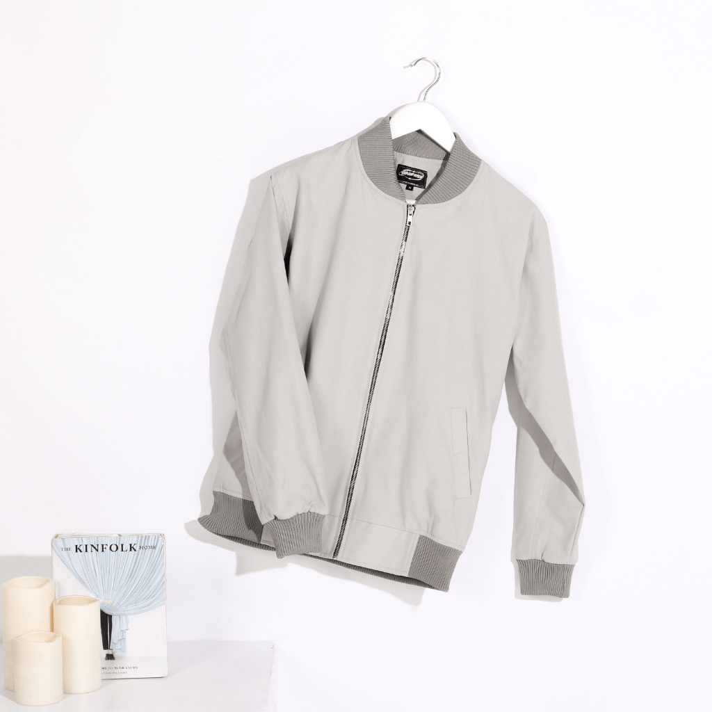 Brofash Jaket Bomber Grey Young Pria Bisa Custom/Jaket Bomber Pria Original/Jaket Cowok Keren Terbar