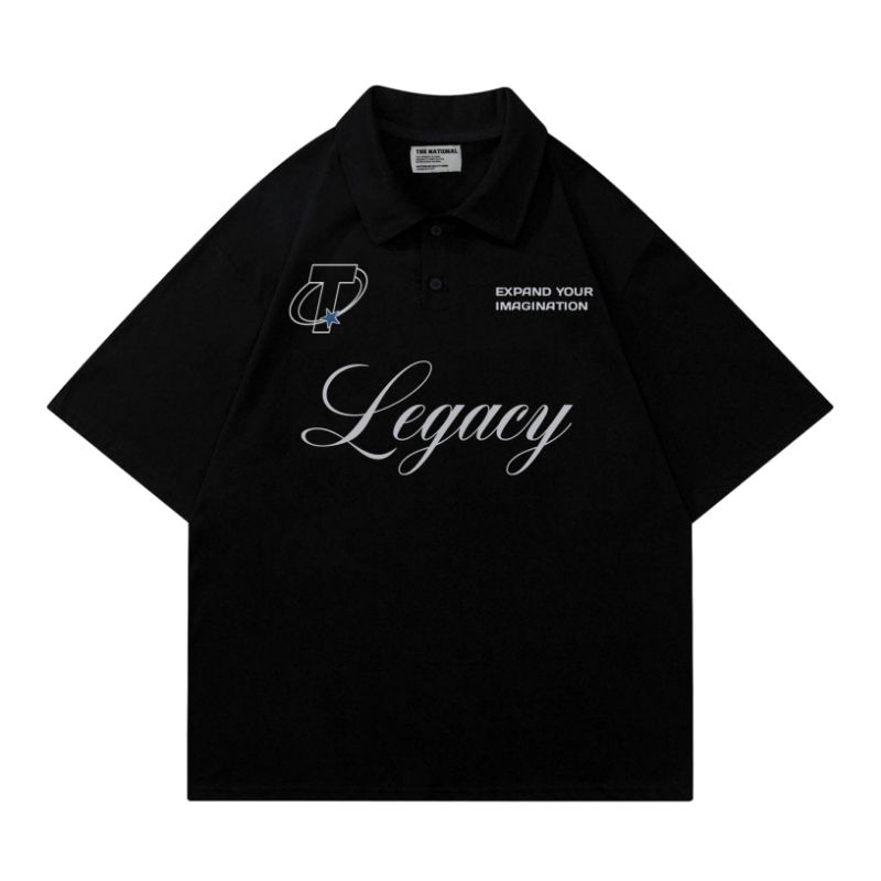 Thenational Oversize Rugby Polo Shirt Heritage Black