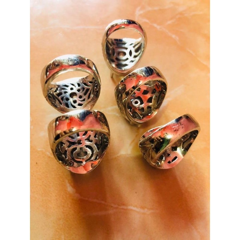 ZIRCON Grosir 20Pcs Ring Emban Akik Alpaka Zircon Double Plat Pengikat Gigi.