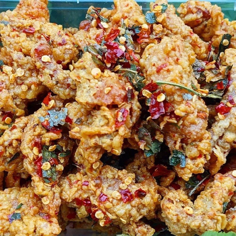 

Keripik Kulit Ayam Crispy Pedas Rempah Daun Jeruk