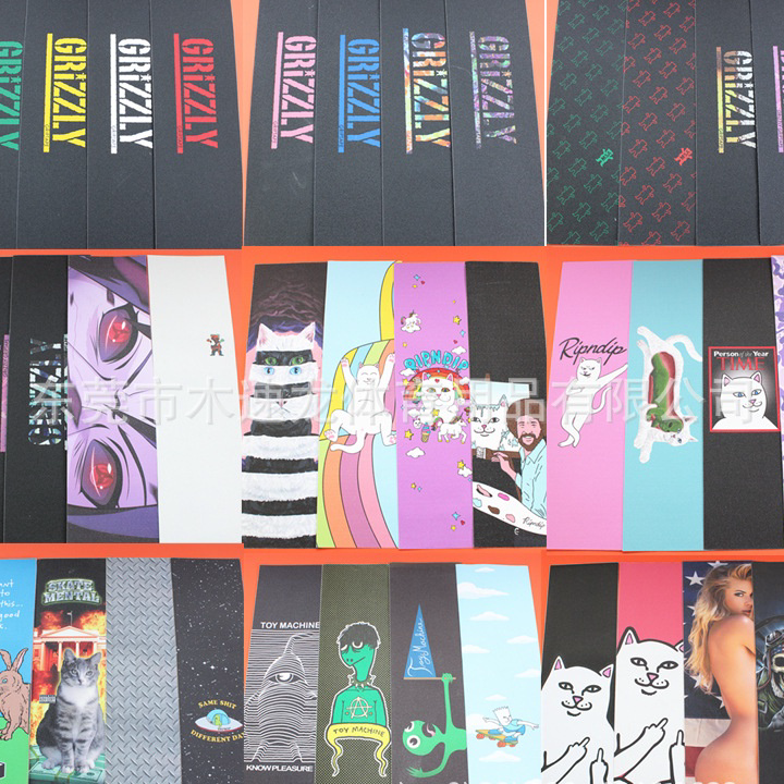 ➘✣✰ Siap skateboard beruang lubang udara GRIPTAPE skateboard listrik papan panjang stiker buram