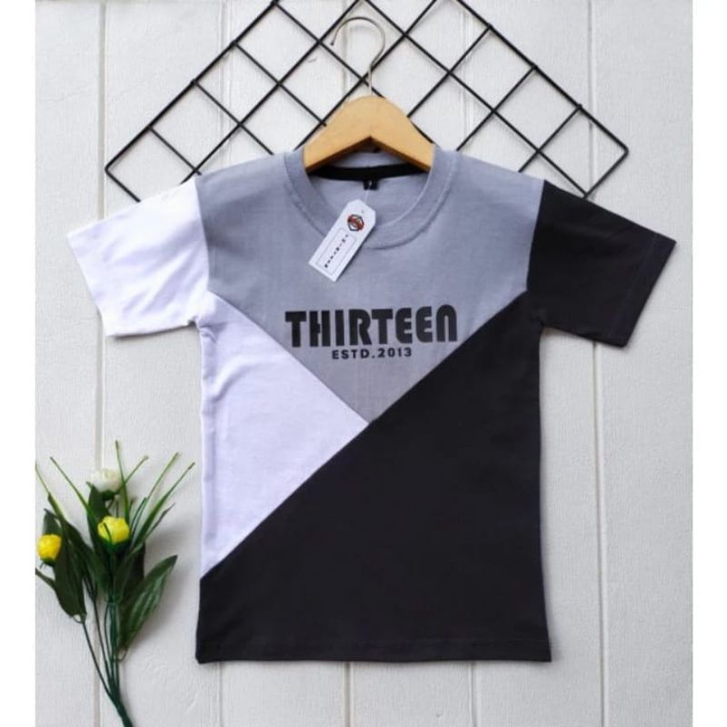 Kaos Distro Anak Kaos Kombinasi 3 Warna thirteen Original