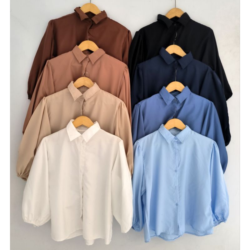 [OTULILI] ZEA OVERSIZE BLOUSE LD 112 |  BASIC OVERSIZE BLOUSE | KEMEJA WANITA JUMBO POLOS LENGAN BAL