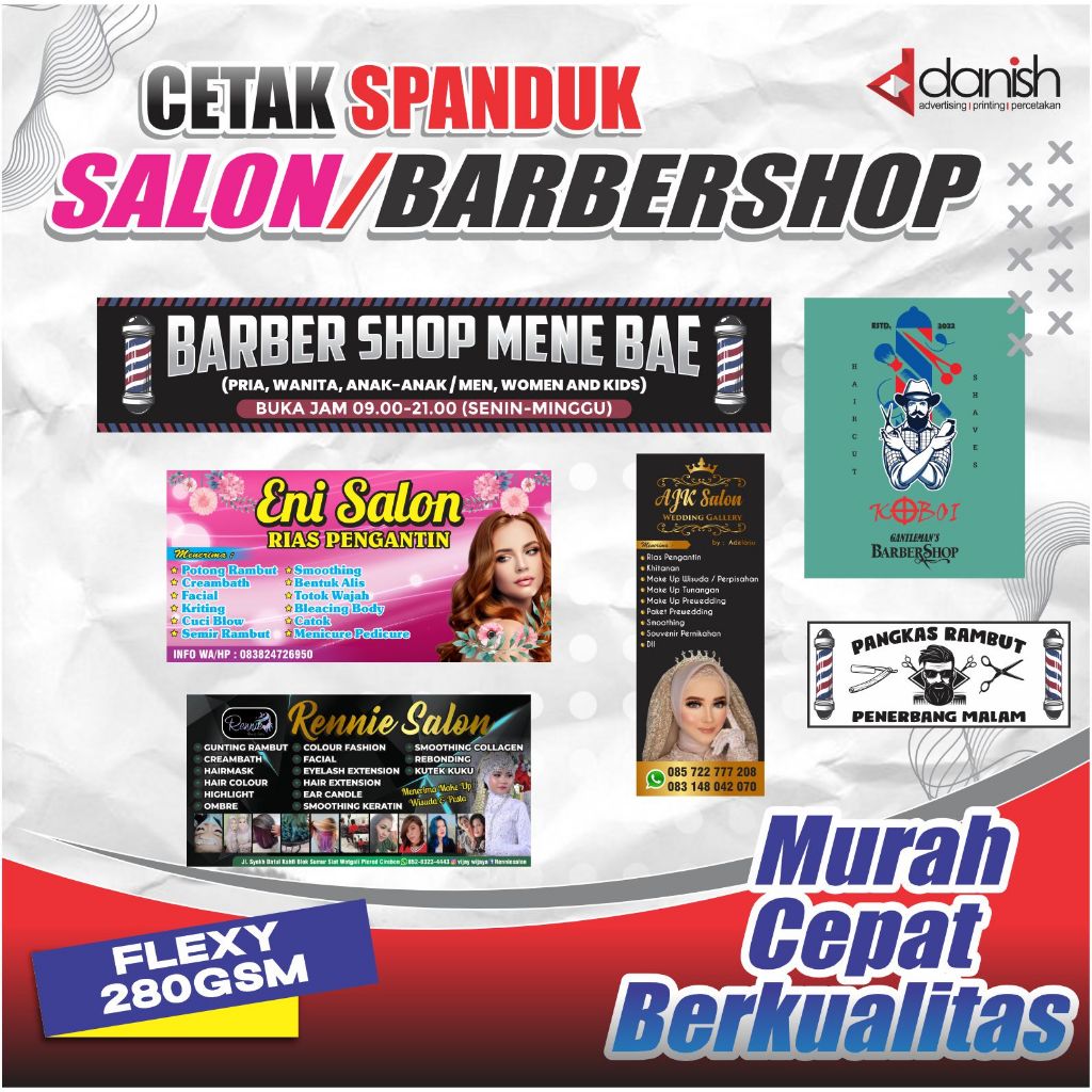 TERMURAH SPANDUK SALON DAN BARBERSHOP CUSTOM DESIGN