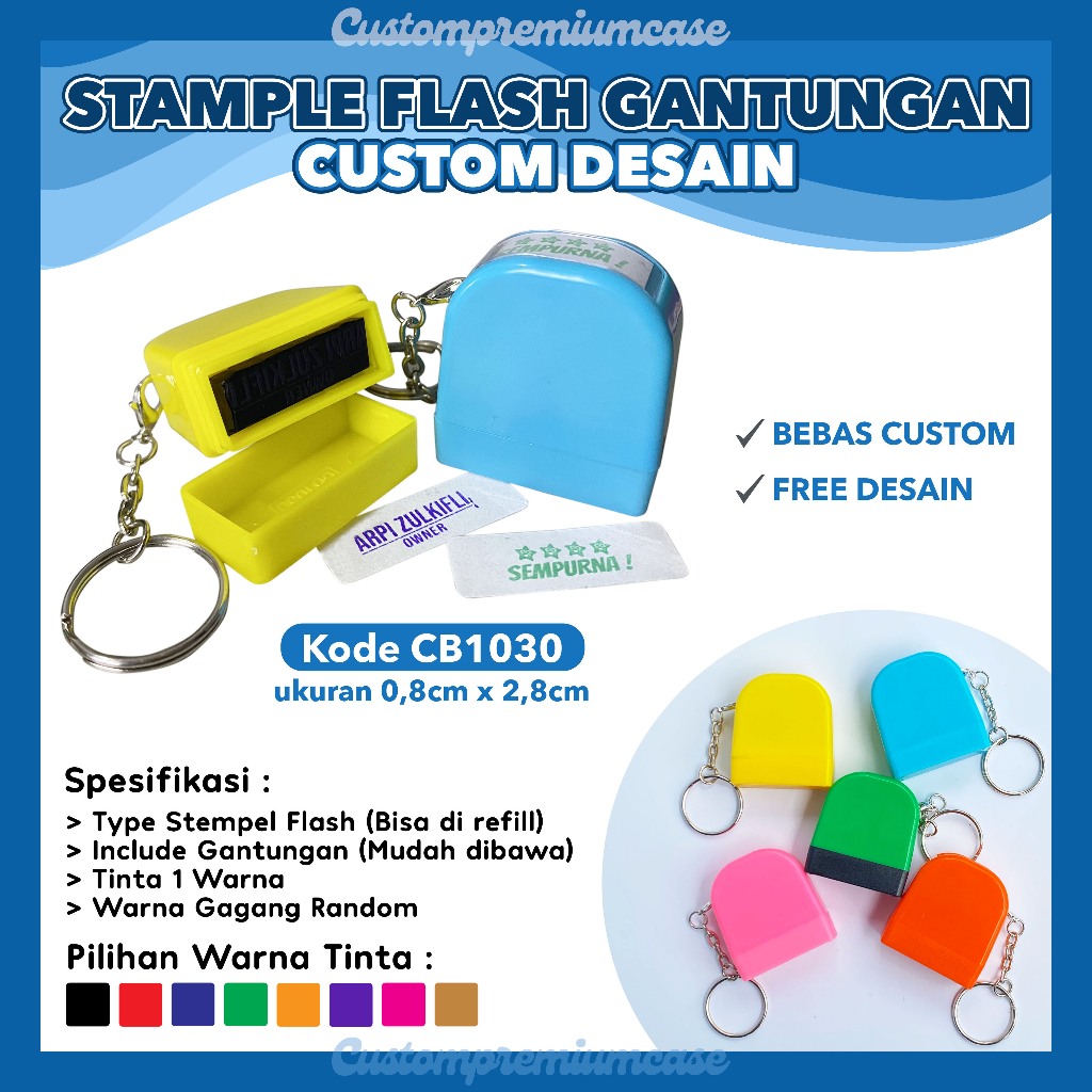 

Cap Otomatis / Stample Flash Gantungan / Stempel Custom Bebas Desain / Cap Stemple Flash Ukuran Mini Bisa di Refil