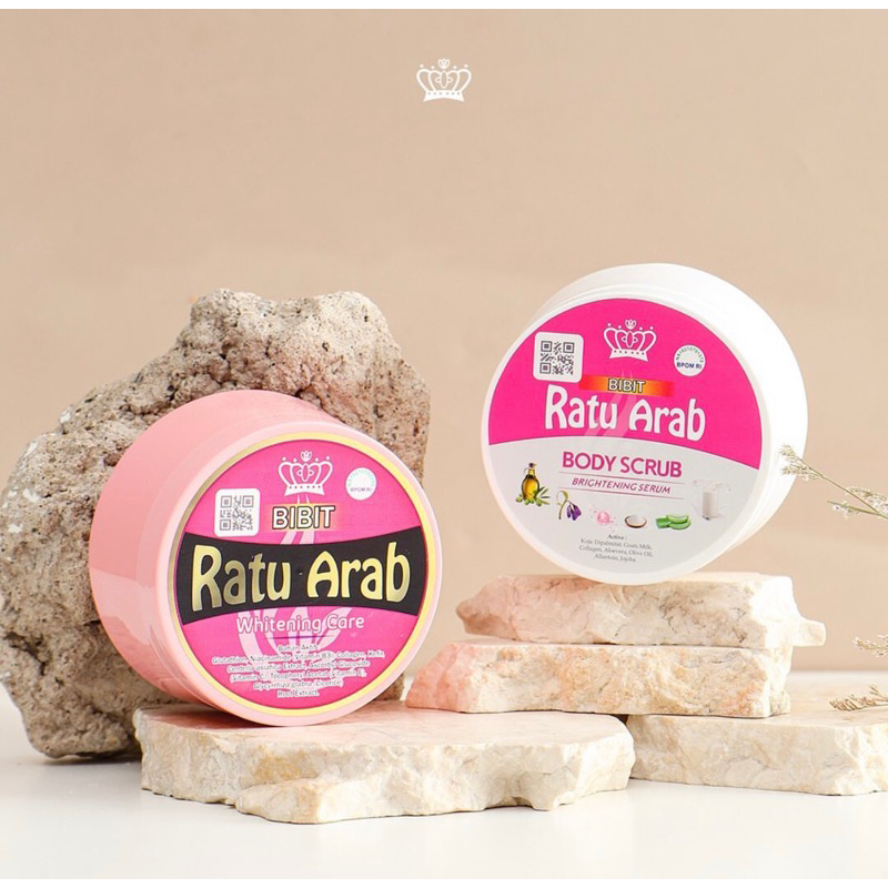 Paket Hemat  Bibit Ratu Arab Lotion kemasan baru & Lulur Body Scrub Ratu Arab Original BPOM