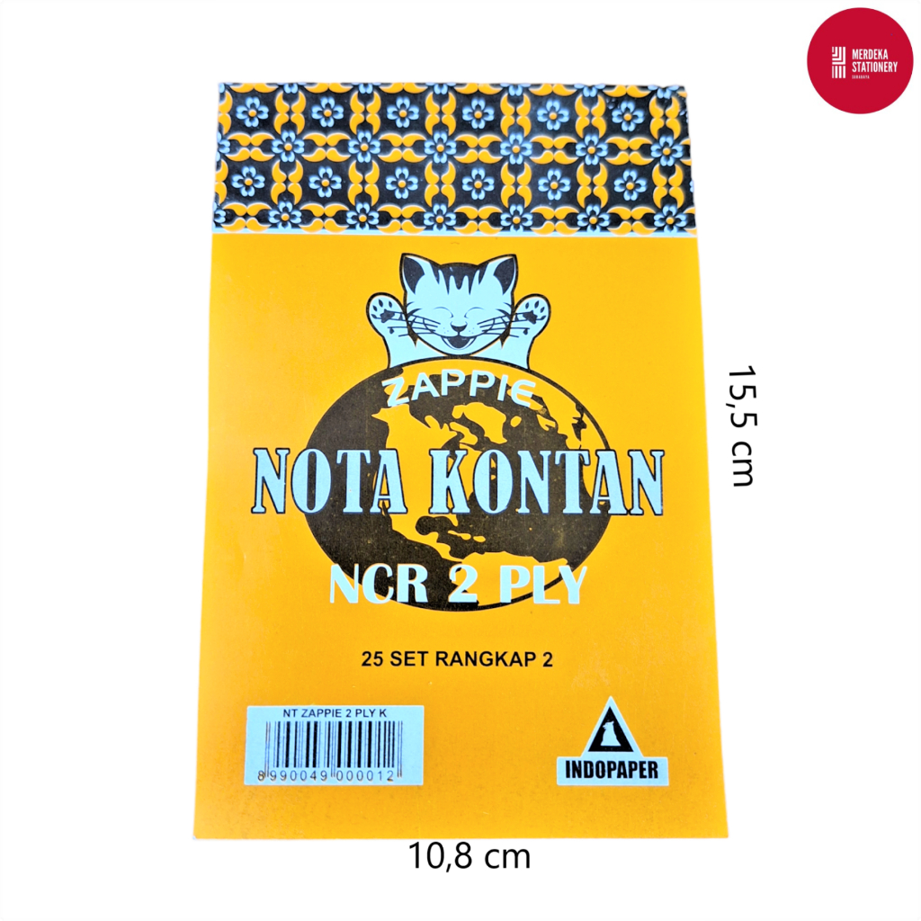 

Nota/Bon/Kertas Kontan Zappie Kecil Rangkap 2 K2 2PLY NCR 25 SET Murah 108x155 mm