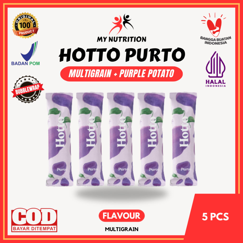 

Hotto Purto Multigrain with Purple Potato 5 Sachet Sereal Oat Makanan Kesehatan Diet Sehat Rendah Kalori Meal Replacement Pengganti Sarapan