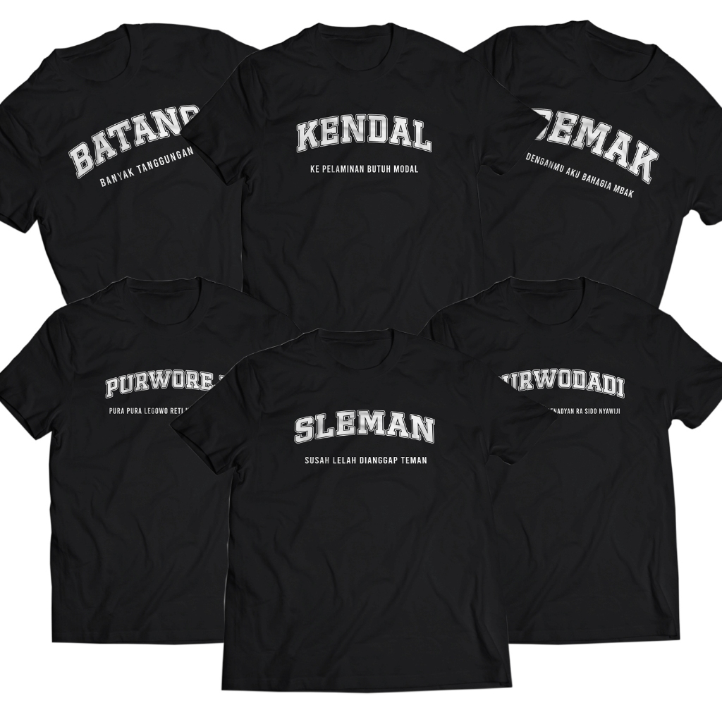 Kaos Pria Tulisan Kata Singkatan Kota Kota Jawa Tengah Vol 1 Dewasa Baju Atasan Unisex PakeKaos