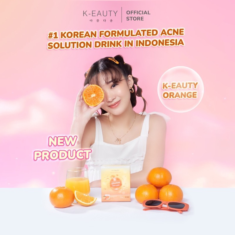 (Orange) KEAUTY ORANGE 1 box ( 5 sachet ) K-eauty acne collagen drink minuman kolagen untuk kulit berjerawat beauty keauty k-eauty COLLAGEN anti ACNE