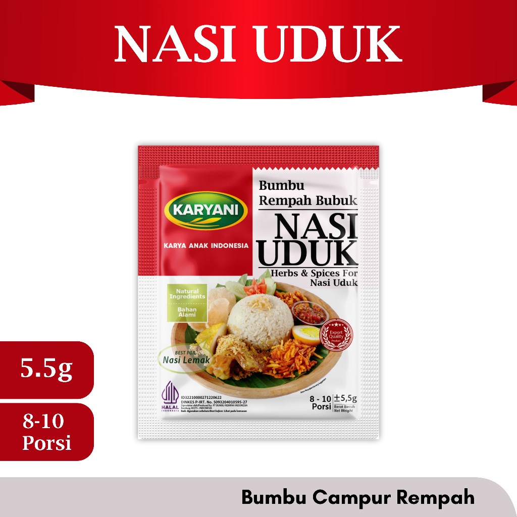 

KARYANI BUMBU REMPAH CAMPUR BUBUK NASI UDUK 5,5 Gram