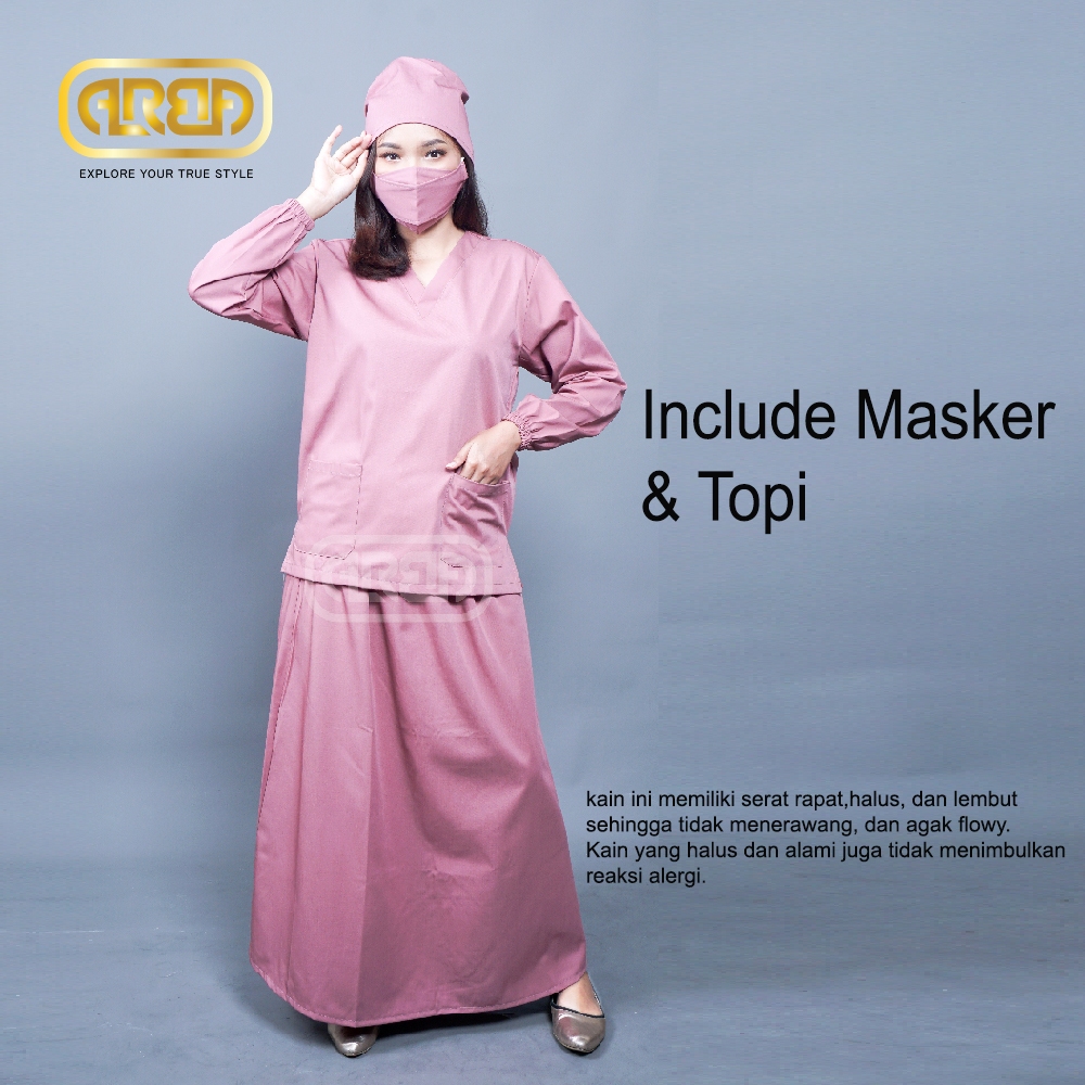 Baju OK Toyobo Scrub ROK Lengan Panjang KARET , Baju Medis Bahan Toyobo ORIGINAL Premium