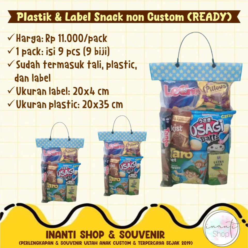 

(ISI 9 PCS) Tas plastik snack dan label ready no custom