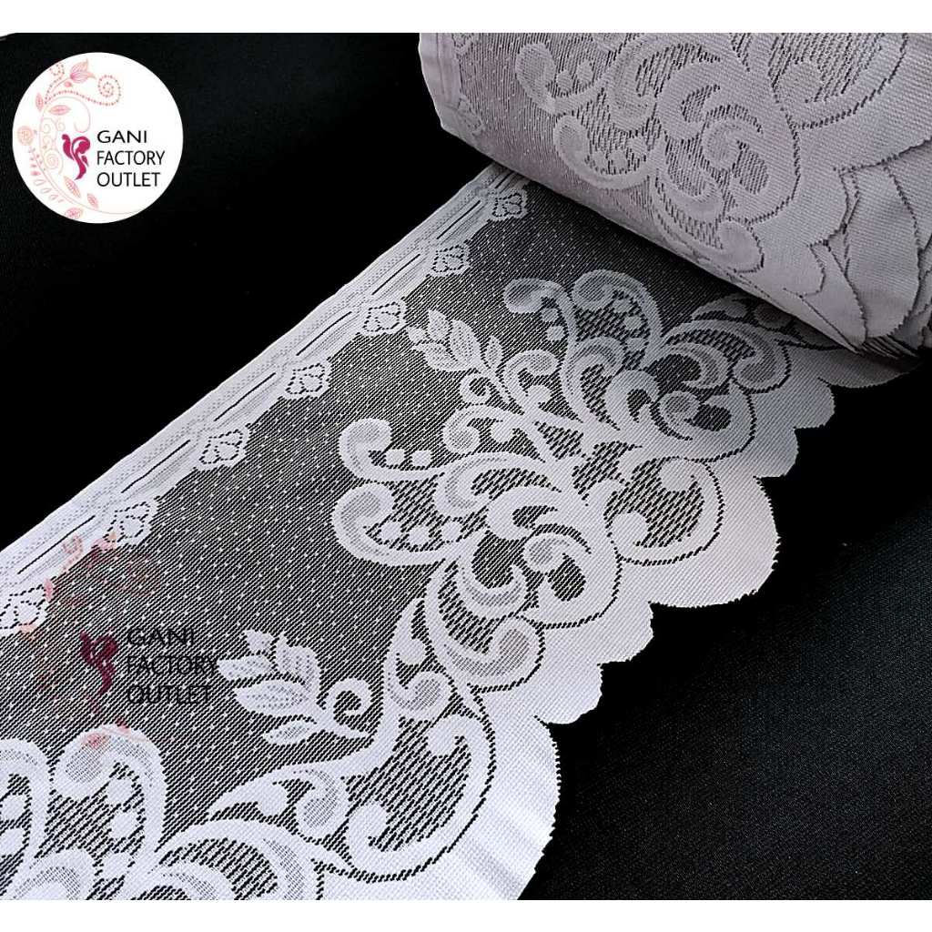 Vitrage Poni Renda Poni 25-30 cm Meteran Bahan Kain Polyester Kode 2099