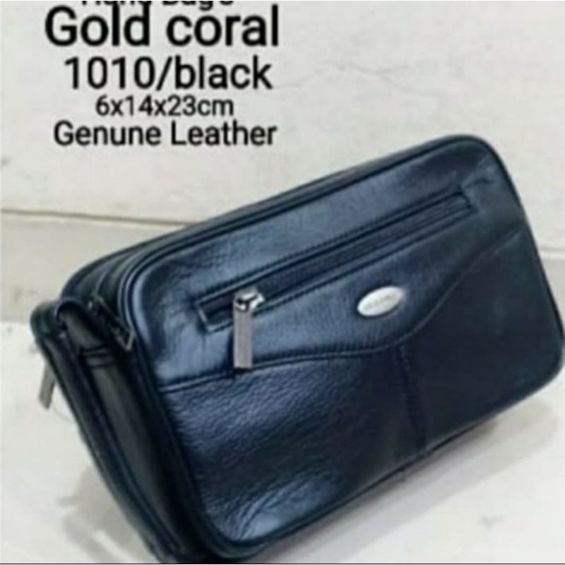 HAND BAG, TAS TANGAN GOLD CORAL ORIGINAL DIJAMIN KULIT ASLI PRIA