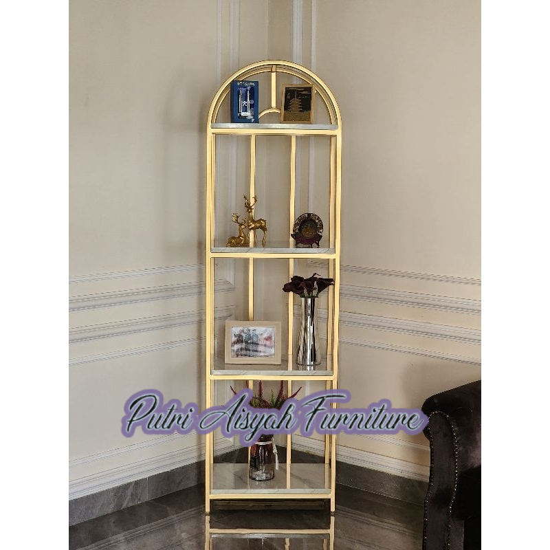 Dome rack gold ambalan hpl tapi motif marmer taco