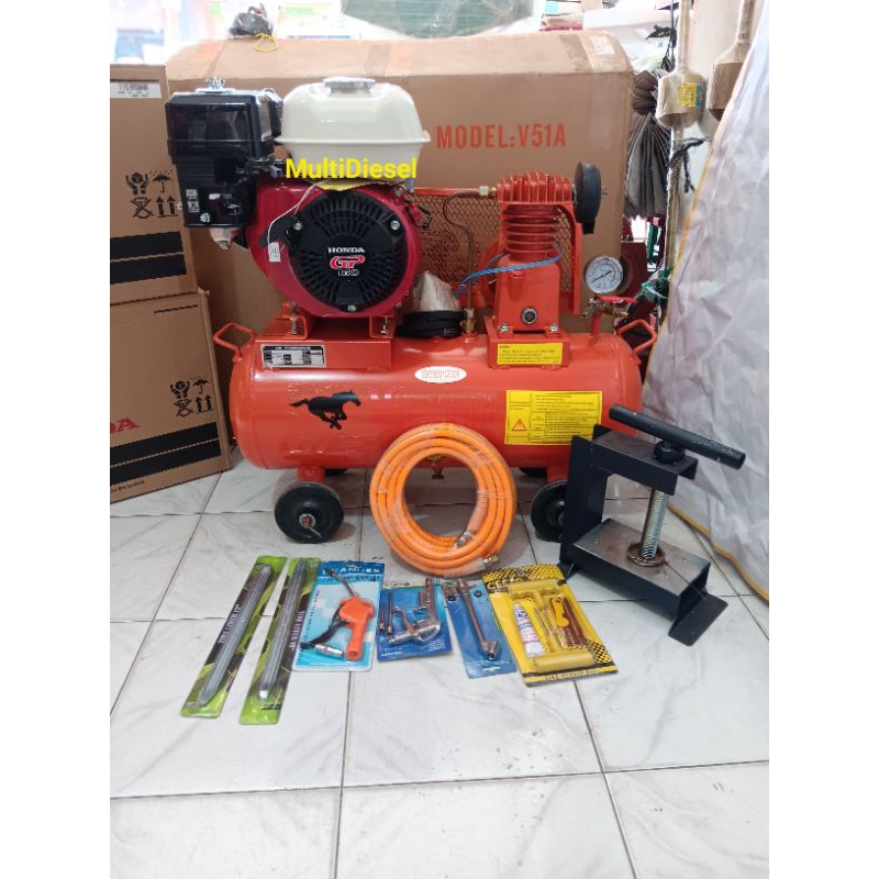 Kompresor Angin MUSTANG 1/4 HP| Mesin Penggerak HONDA GP160|Tambal Ban